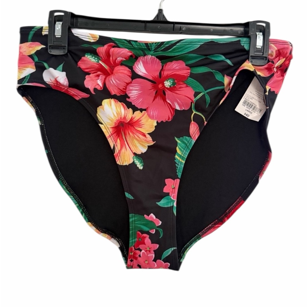 Outdoor Oasis Woman’s Floral High-Waisted Bikini Bottoms - Size Large Waist 15”